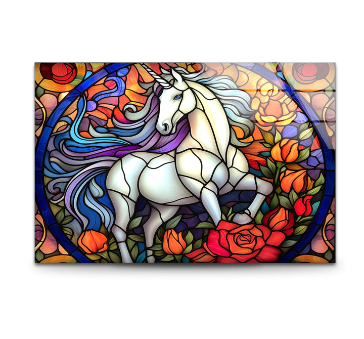 Majestic Unicorn Stained Glass Wall Art – Fantasy-Inspired Home Decor