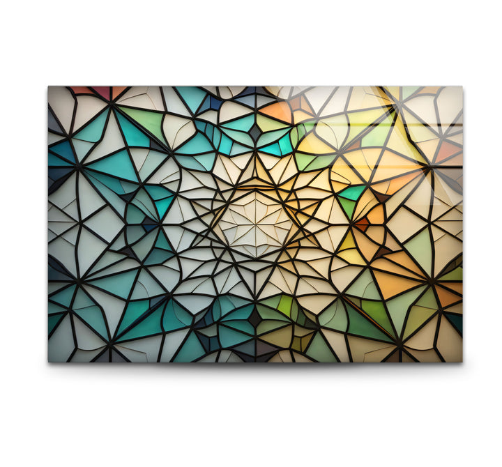 Geometrische Wanddekoration aus Buntglas – Modernes abstraktes Design, elegantes Wohndekor 