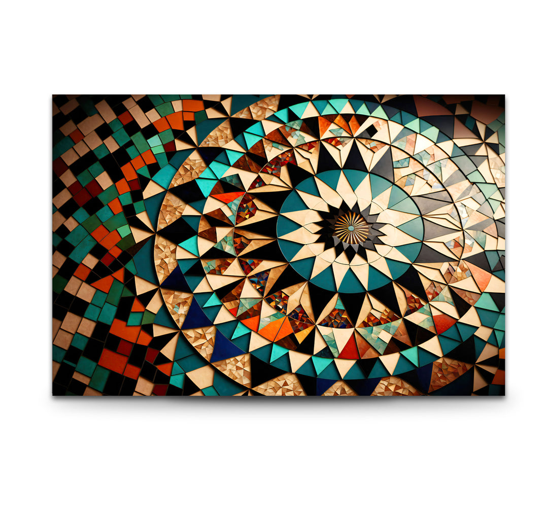 Moroccan Star Mosaic Glass Wall Art – Boho Geometric Mandala Decor