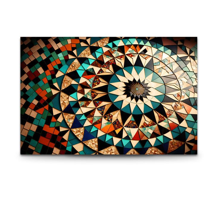 Moroccan Star Mosaic Glass Wall Art – Boho Geometric Mandala Decor