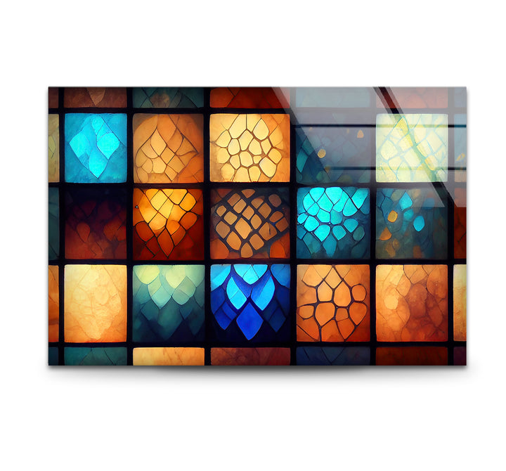 Geometric Stained Glass Wall Art – Colorful Mosaic Glass Print