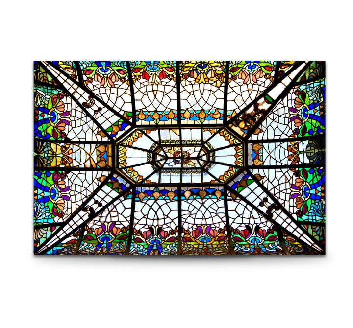 Buntglas-Deckenwandkunst – Elegantes architektonisches Glasdesign 