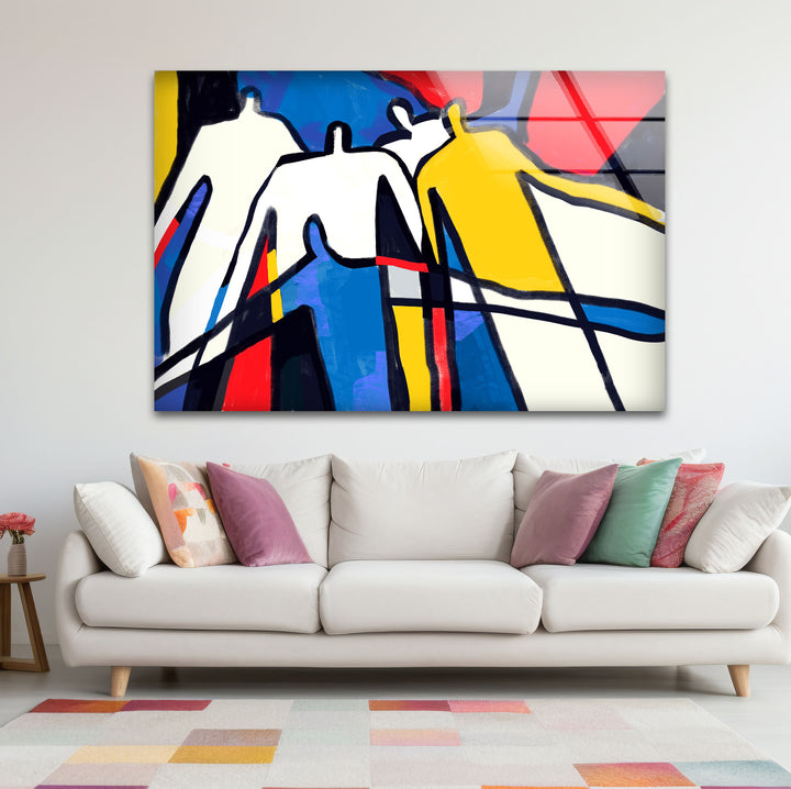 Bold Abstract Figures Wall Art – Colorful Modern People Silhouette Print