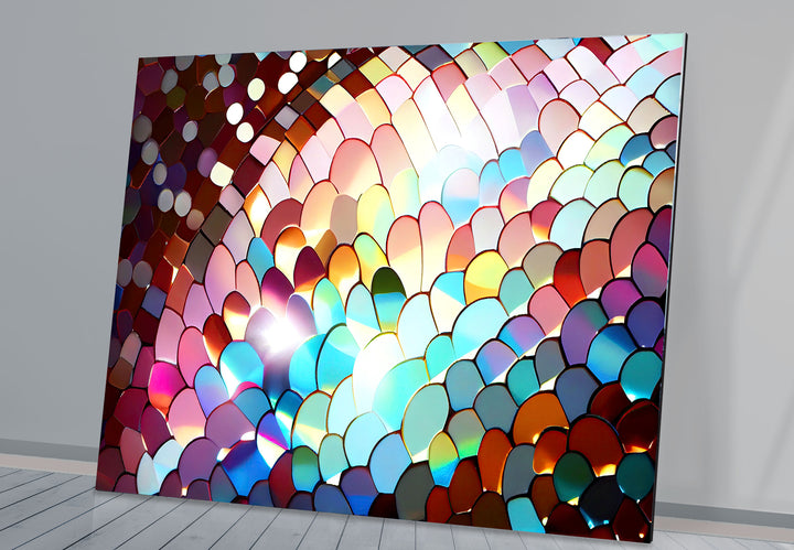 Rainbow Scale Glass Wall Art – Iridescent Abstract Decor Panel