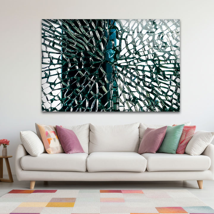 Fractured Glass Pattern Wall Art – Abstract Shattered Effect Glass Print