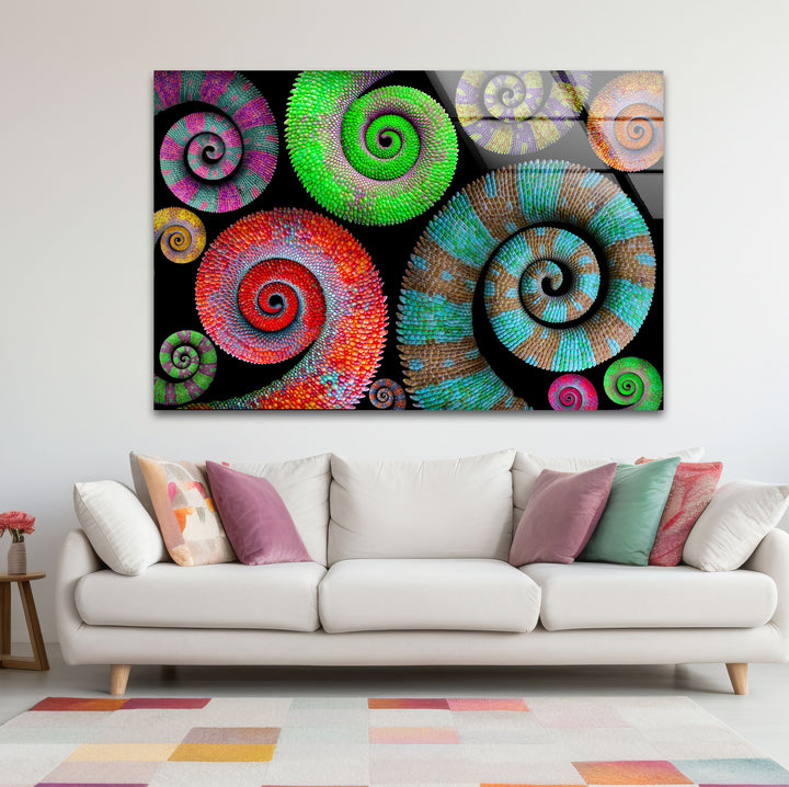 Colorful Spiral Pattern Wall Art – Vibrant Abstract Glass Print Décor