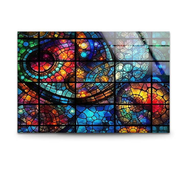 Kosmische Buntglas-Wandkunst – Von der Galaxie inspiriertes Fensterdesign, himmlisches Dekor 