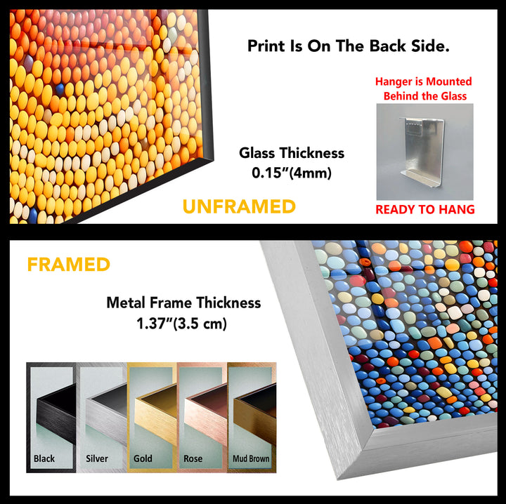 Sunburst Dot Mosaik-Glaswandkunst – Lebendiges buntes Kreismuster