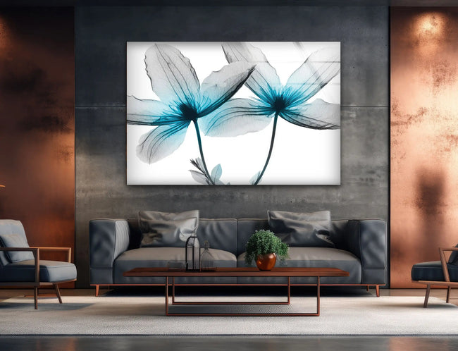 Albert Koetsier Blue Flower Tempered Glass Wall Art