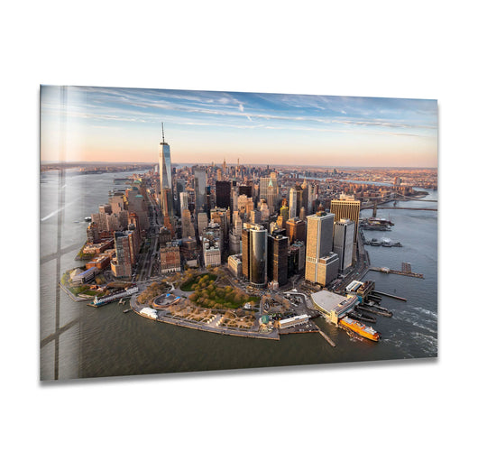 New York City Skyline Glass Wall Art – A Stunning Aerial View of Manhattan - MyPhotoStation