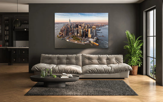 New York City Skyline Glass Wall Art – A Stunning Aerial View of Manhattan - MyPhotoStation