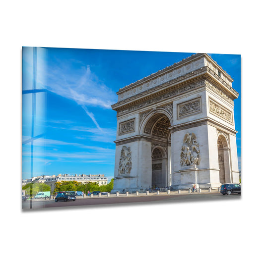 Highlighting the clean edges and borders, this hanging wall art showcases the architectural masterpiece, Arc de Triomphe Paris, offering a unique perspective on this timeless monument.