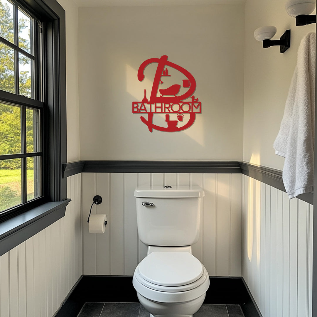 Elegant Letter B – Bathroom Metal Wall Art Sign