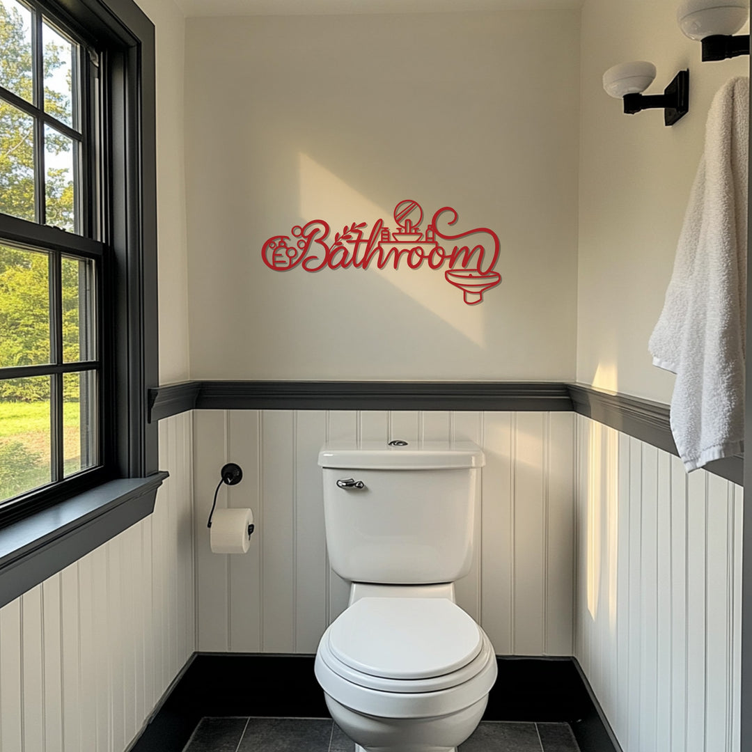 Luxury Bathroom Line Art – Modern Metal Wall Decor