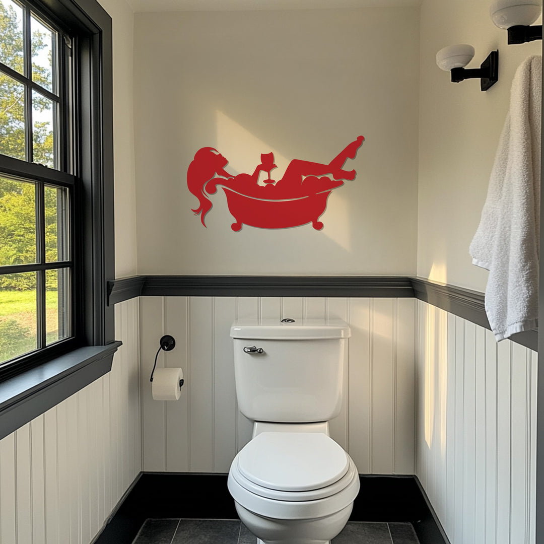 Relaxing Bath Silhouette – Modern Metal Bathroom Wall Art