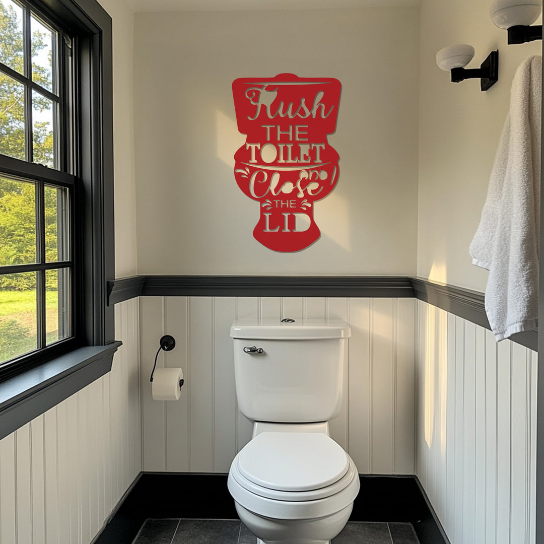Flush & Close – Toilet Quote Metal Wall Art Sign