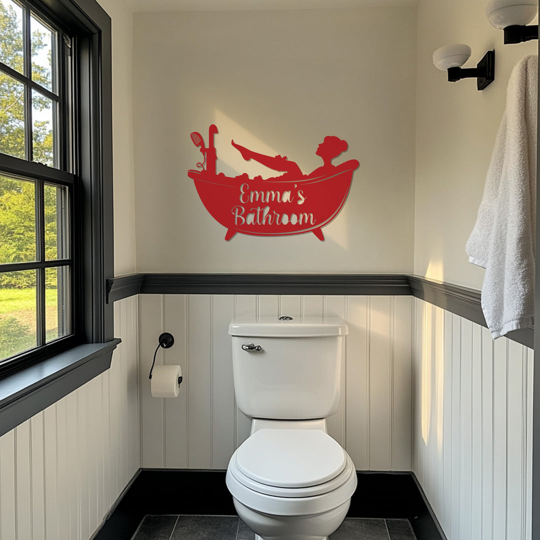 Emma’s Bathroom – Relaxing Bathtub Silhouette Metal Wall Art