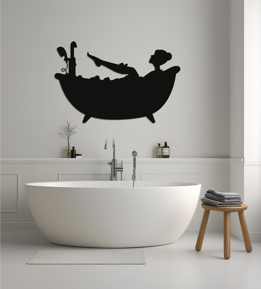 Relaxing Bathtub Silhouette – Modern Bathroom Metal Wall Art