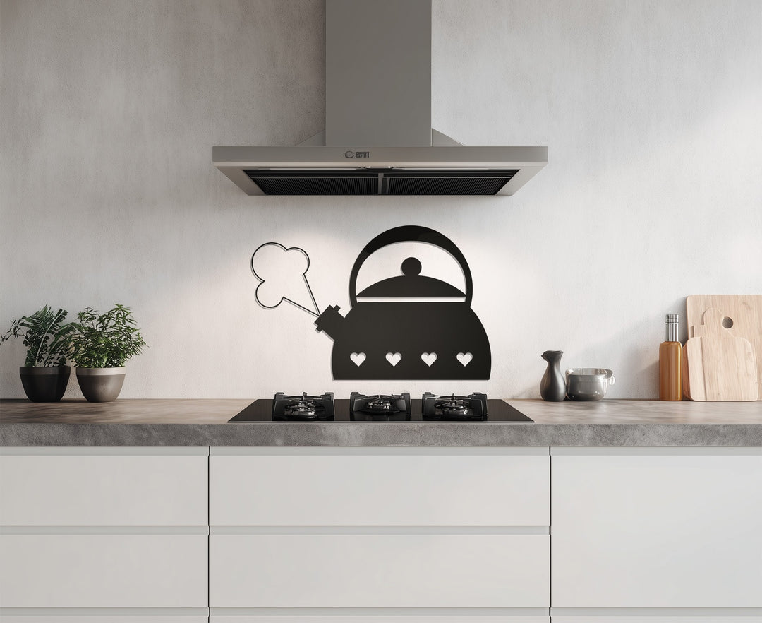 Heart Kettle Silhouette – Cozy Kitchen Metal Wall Art