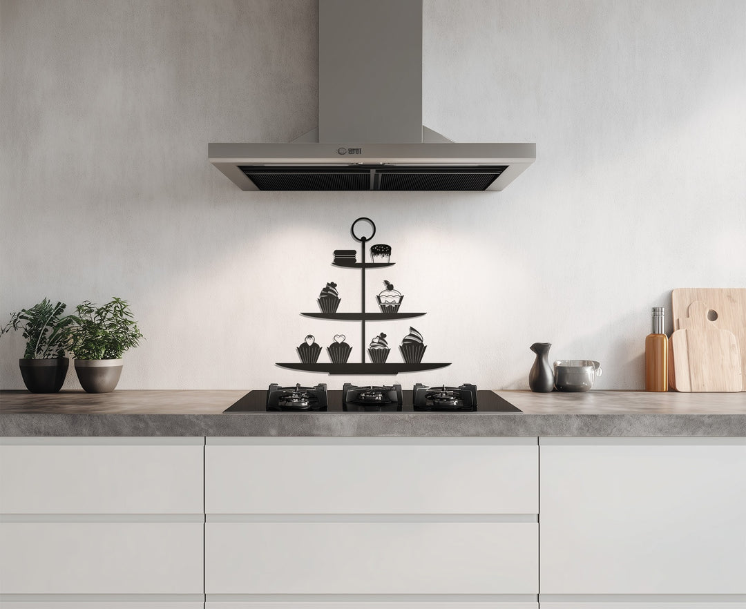 Cupcake Stand Silhouette – Sweet Kitchen Metal Wall Art