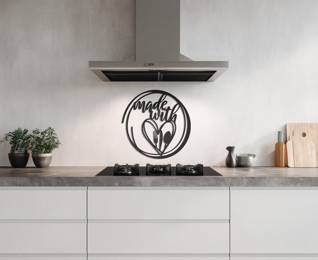 Made With Love – Heart & Cutlery Kitchen Metal Wall Art