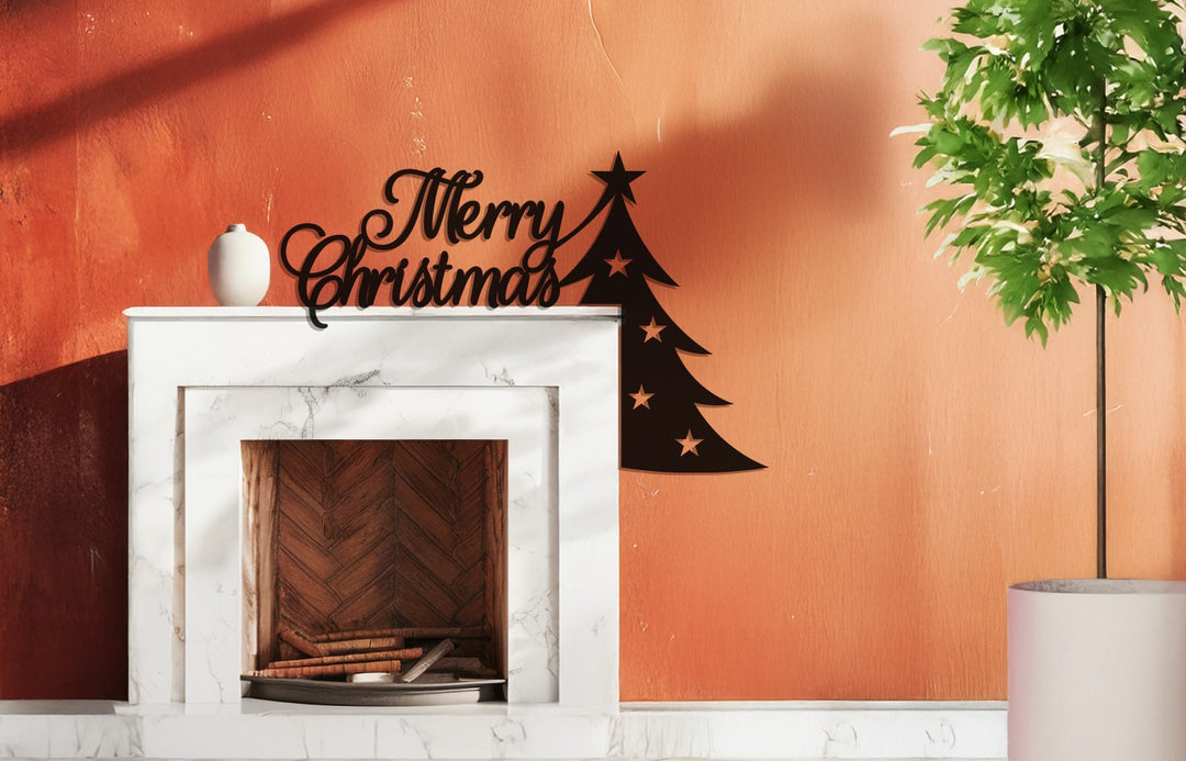 شجرة عيد الميلاد المجيد – ديكور معدني للمدفأة