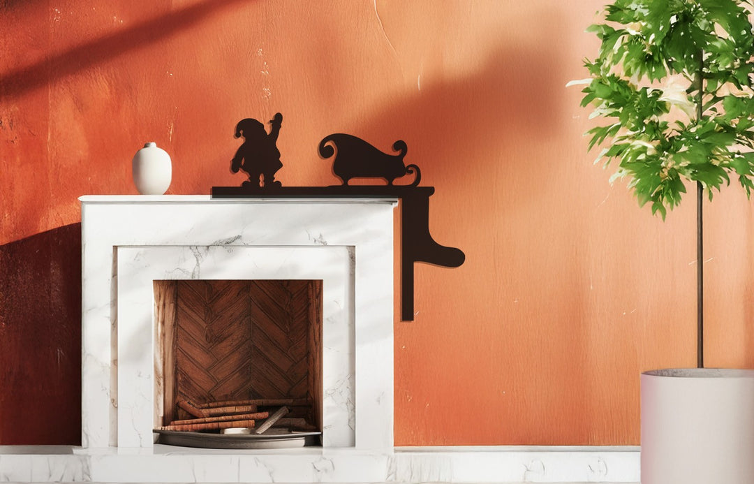 رحلة سانتا على الزلاجة – ديكور معدني للمدفأة بمناسبة عيد الميلاد