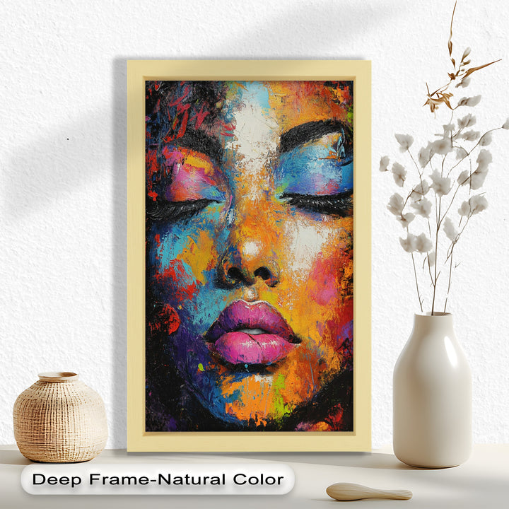 Chromatic Reverie – Bold Female Portrait in Abstract Oil Painting