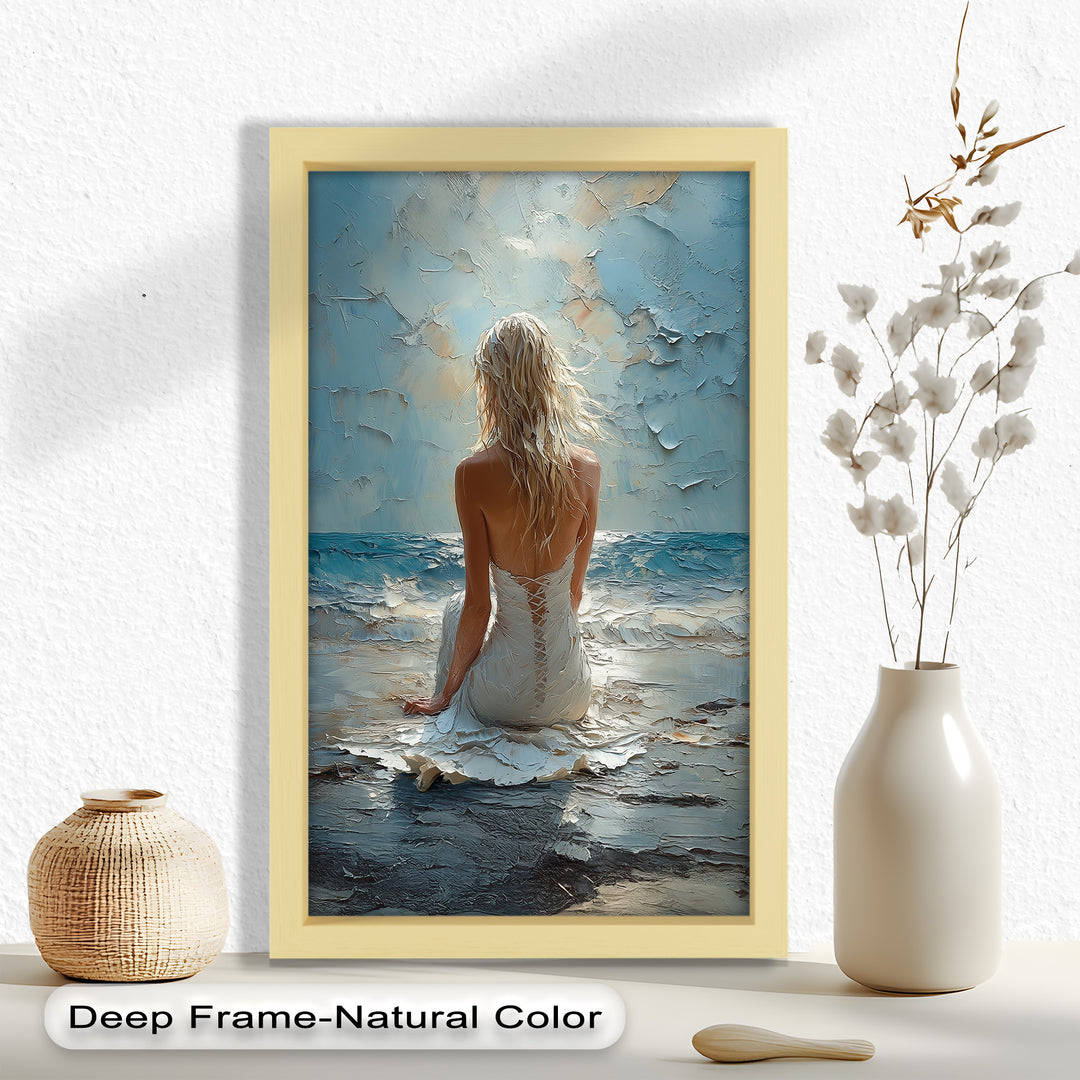 Whispers of the Tide – Serene Ocean Abstract Oil Painting