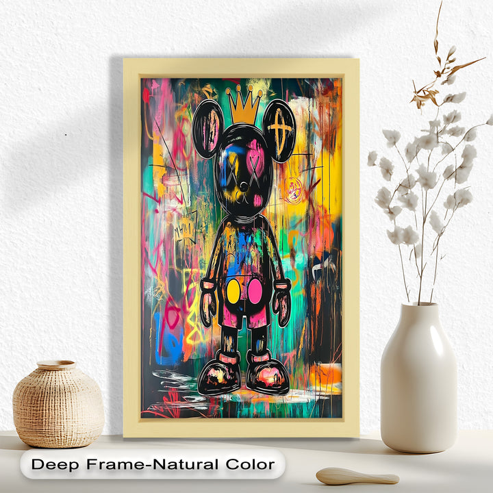 Crowned Chaos – Neon Royal KAWS Oil Painting