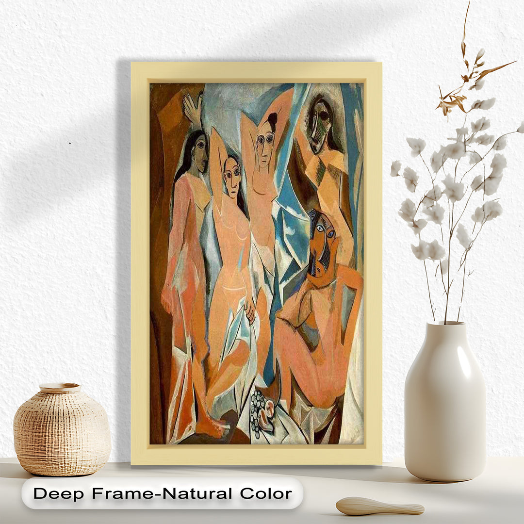 Echoes of Les Demoiselles – Picasso-Inspired Cubist Nude Figures Oil Painting