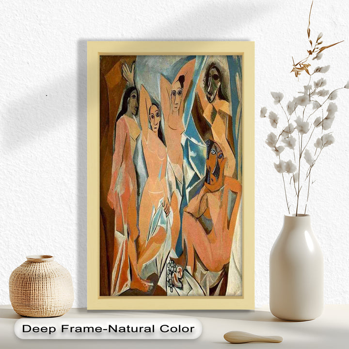 Echoes of Les Demoiselles – Picasso-Inspired Cubist Nude Figures Oil Painting