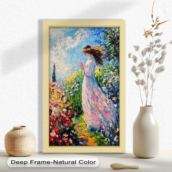 Woman in Floral Crown - Impressionist Oil Painting