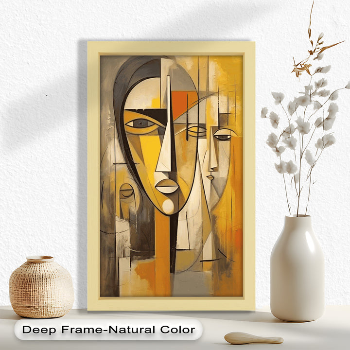 Amber Contours – Abstract Portrait Series in Picasso Oil Painting