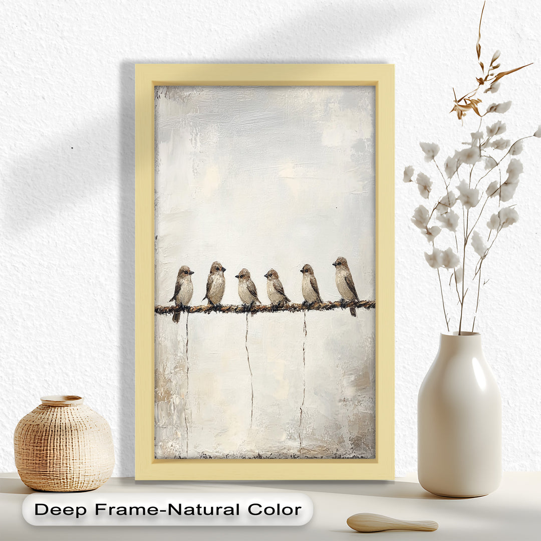 Six Birds in Stillness – Animal Oil Painting