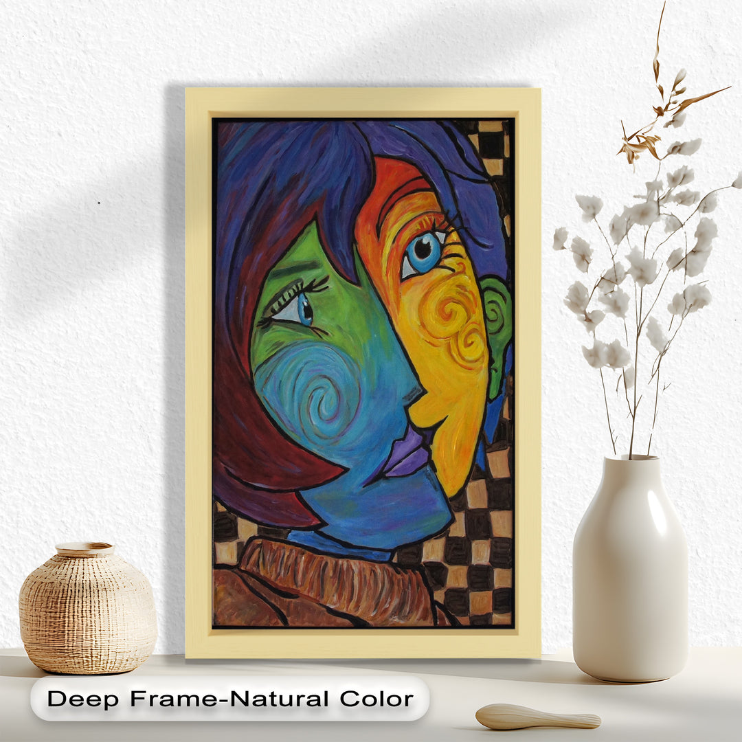 Dual Emotions – Vibrant Abstract Portrait Picasso Oil Painting