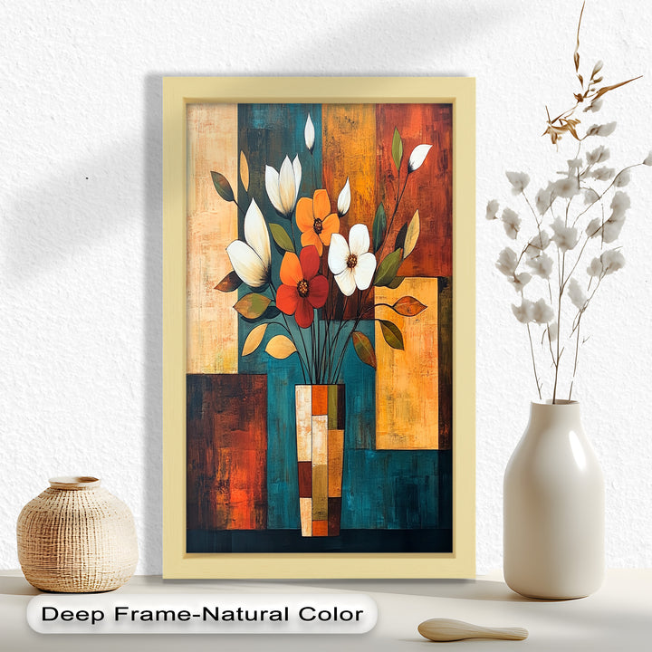 Geometric Bloom – Modern Floral Abstract Oil Painting