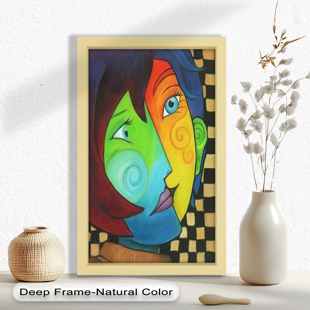 Colorful Duality – Surreal Portrait Fusion in Picasso Oil Painting
