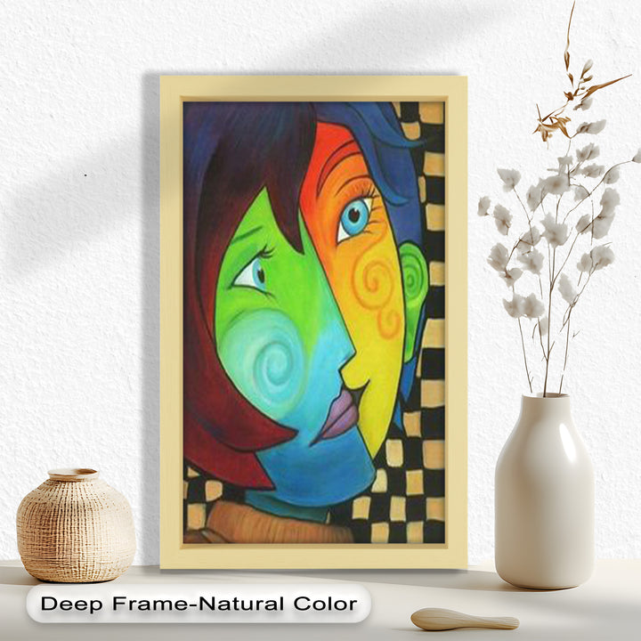 Colorful Duality – Surreal Portrait Fusion in Picasso Oil Painting