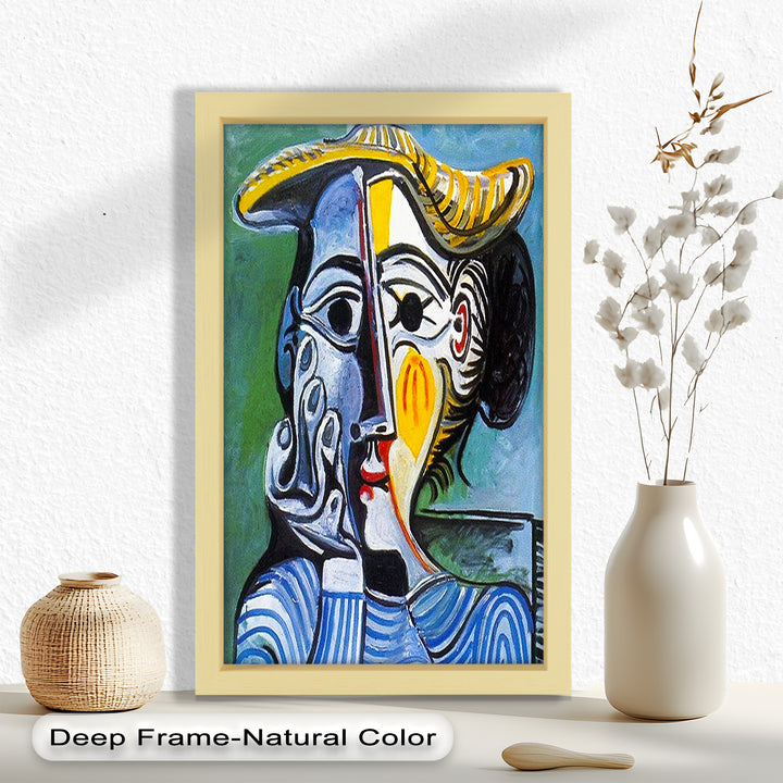 Striped Elegance – Picasso Cubist Portrait Oil Painting