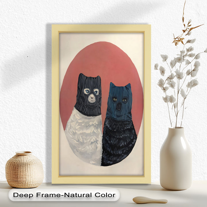 Masked Companions – Contemporary Cat Oil Painting