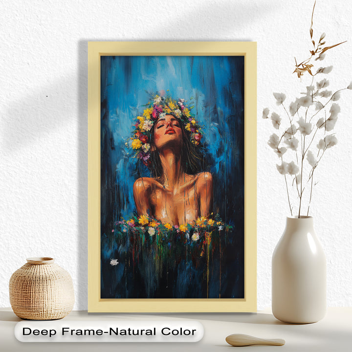 Floral Reverie – Ethereal Woman with Flower Crown Oil Painting