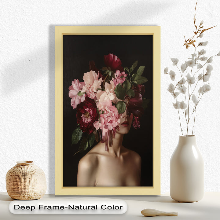 Blossom Veil – Romantic Floral Portrait Oil Painting