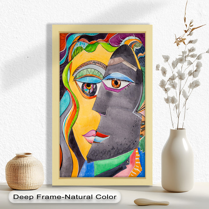 Dual Visions – Vibrant Abstract Faces Picasso Oil Painting