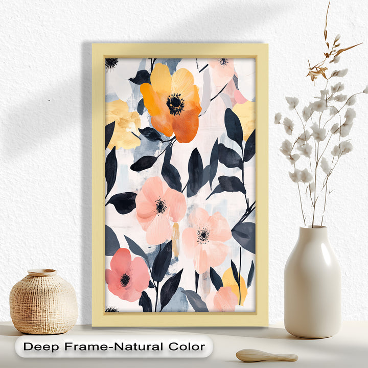 Soft Harmony – Peach and Mustard Floral Oil Painting