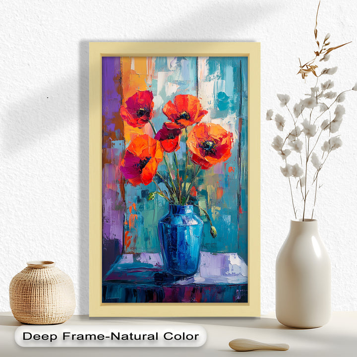 Crimson Blooms – Poppy Flower Oil Painting