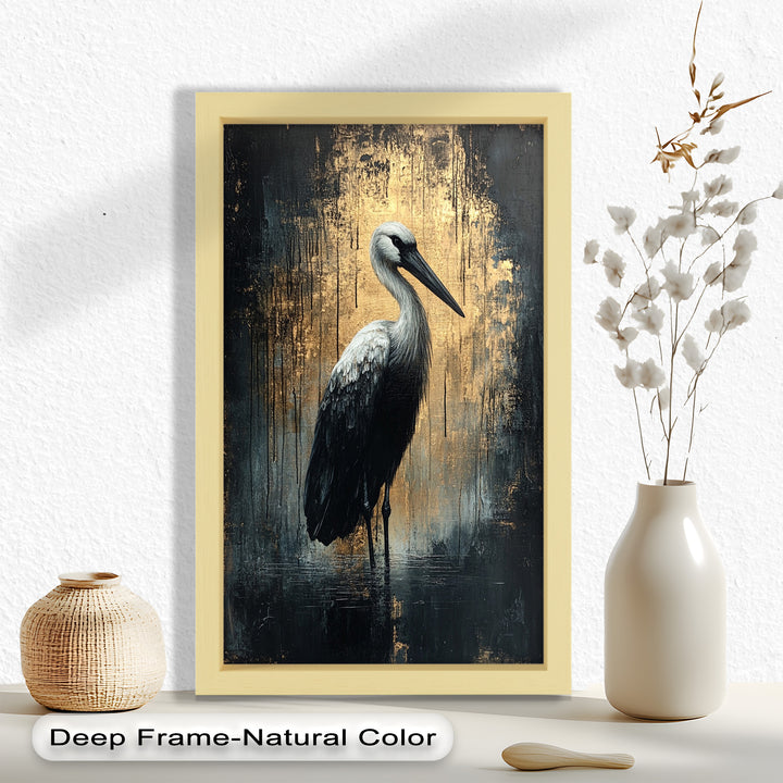 Golden Shadow Heron – Animal Oil Painting