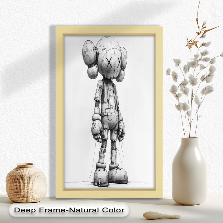 Timber Companion – Monochrome KAWS Oil Painting