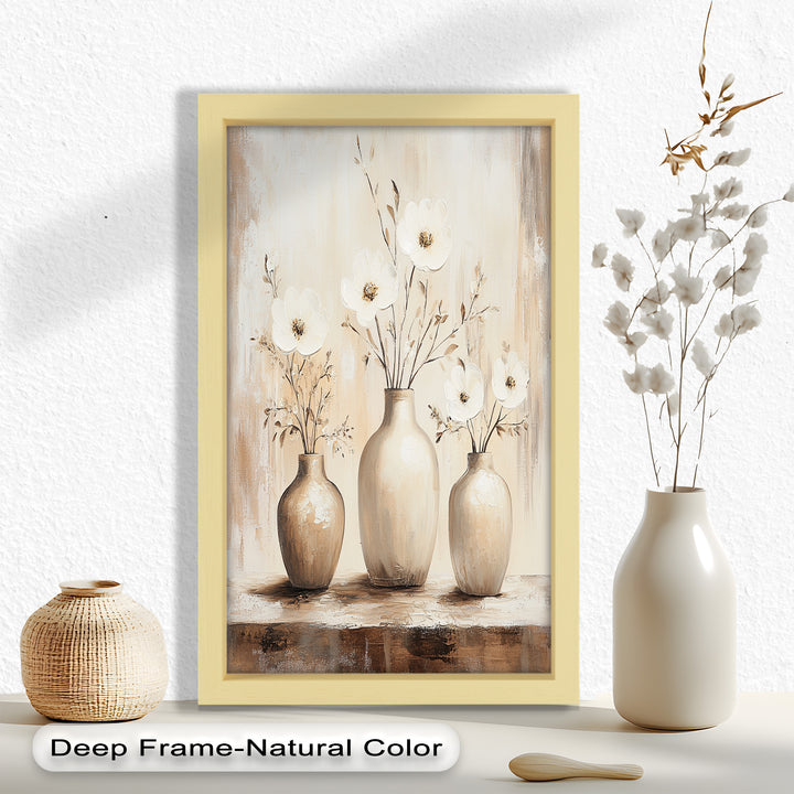 Serenity in Neutral Tones – White Floral Still Life Oil Painting