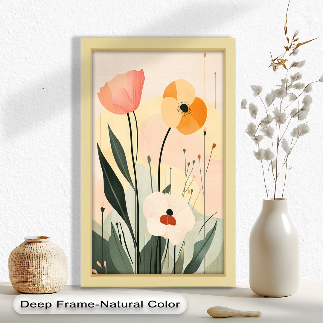 Sonnengeküsstes Trio – Minimalistisches florales Ölgemälde